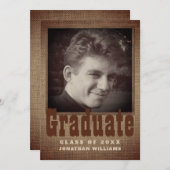 Abschluss Rustic Burlap Typografie BW Foto Ankündigung (Vorne/Hinten)