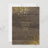 Abschluss Rustic Glam Dank Gold Script Foto Dankeskarte (Rückseite)