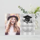 Abschluss Rustic Gray Kariert Foto Grad Cap 2025 Ankündigung (Stehend Vorderseite)