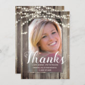 Abschluss Rustic Shiplap Modernes Script Foto Dankeskarte (Vorne/Hinten)