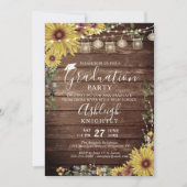 Abschluss Rustic Sunflower Wood Script Einladung (Vorderseite)