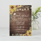 Abschluss Rustic Sunflower Wood Script Einladung (Stehend Vorderseite)