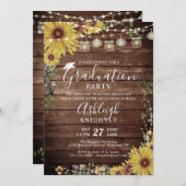 Abschluss Rustic Sunflower Wood Script Einladung (Vorne/Hinten)