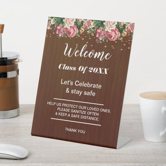 Abschluss Rustikale Dunkelholz-Party-Sicherheit Sockelschild (In SItu)