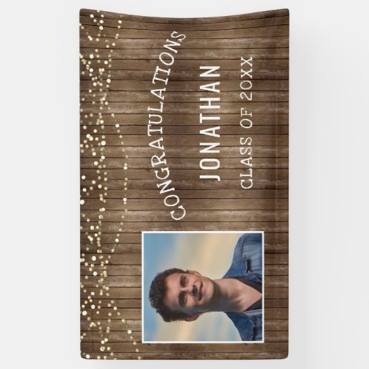 Abschluss Rustikale Holzsäge Leuchten Personalisie Banner (Vertikal)