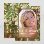 Abschluss Rustikale Rose Blumenstrauß Foto Dankeskarte (Vorne/Hinten)