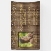 Abschluss Rustikales Foto mit Holzstring Lights Banner (Vertikal)