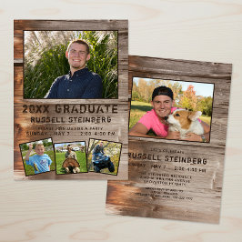 Abschluss Rustikales Holz 5 Foto Einladung