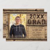 Abschluss Rustikales Land Holz 1 Foto GRAD Einladung (Vorne/Hinten)