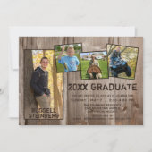 Abschluss Rustikales Land Holz 5 Foto Einladung (Vorderseite)