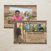 Abschluss Rustikales Landholz 5 FotoCollage Einladung