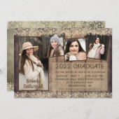 Abschluss Rustikales Landholz Spitze 5 Foto Einladung (Vorne/Hinten)