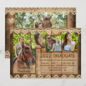 Abschluss Rustikales Landholz Spitze 5 Foto Einladung (Vorne/Hinten)