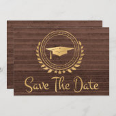 Abschluss Rustric Save the Date Gold Grad Cap (Vorne/Hinten)