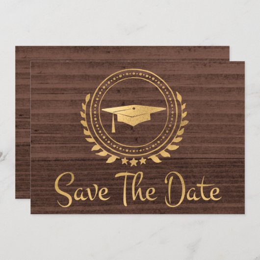 Abschluss Rustric Save the Date Gold Grad Cap (Vorne/Hinten)