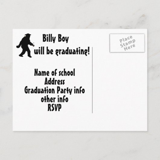 Abschluss Sasquatch Ankündigungspostkarte (Rückseite)