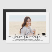 Abschluss Save the Date 1 Foto Elegantes Skript Magneteinladung (Vorne/Hinten)