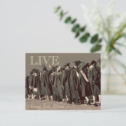 Abschluss Save the Date Absolventen Postkarte (Stehend Vorderseite)