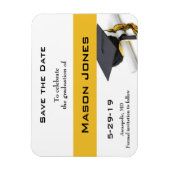 Abschluss Save the Date Black Gold Cap Tassel Magnet (Vertikal)