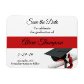 Abschluss Save the Date Black Red Cap Tassel Magnet (Horizontal)