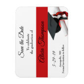 Abschluss Save the Date Black Red Cap Tassel Magnet (Vertikal)