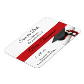 Abschluss Save the Date Black Red Cap Tassel Magnet (Linke Seite)