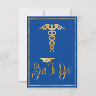 Abschluss Save the Date Blue Gold Medicine