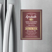 Abschluss Save the Date Burgundy Red Gold White Magneteinladung
