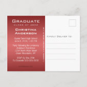 Abschluss Save the Date Chic Red White Grad Cap Ankündigungspostkarte (Rückseite)