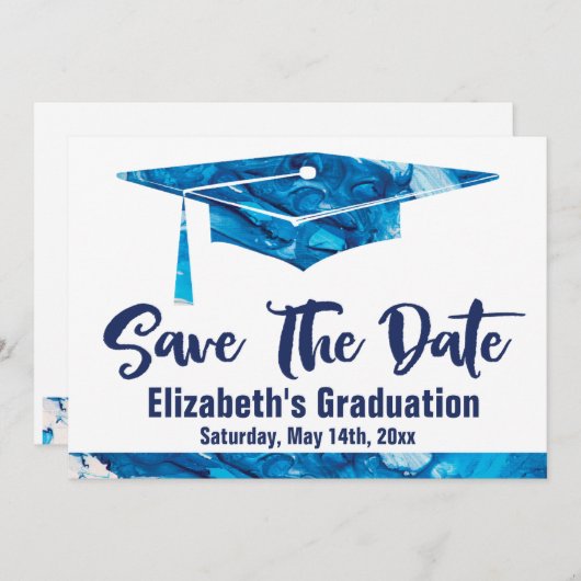 Abschluss Save the Date Einfach Elegantes Wasser (Vorne/Hinten)