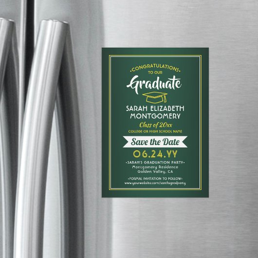 Abschluss Save the Date elegant Gelb Magneteinladung