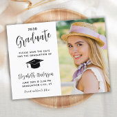 Abschluss Save the Date Elegantes Skript-Foto Einladungspostkarte