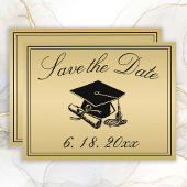 Abschluss Save the Date Gold Black Cap Diploma Ankündigung