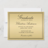 Abschluss Save the Date Gold Black Cap Diploma Ankündigung (Rückseite)