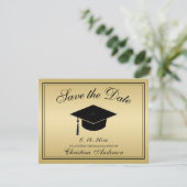 Abschluss Save the Date Gold Black Script Cap Ankündigung (Stehend Vorderseite)