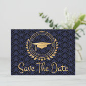 Abschluss Save the Date Gold Cap Art Deco (Stehend Vorderseite)
