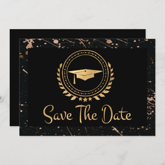 Abschluss Save the Date Gold Grad Cap (Vorne/Hinten)