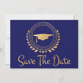 Abschluss Save the Date Gold Grad Cap Blue (Vorderseite)