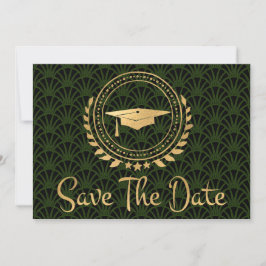 Abschluss Save the Date Gold Grad Cap Deko Green