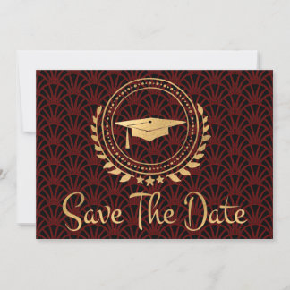 Abschluss Save the Date Gold Grad Cap Deko Red