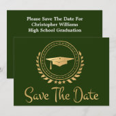 Abschluss Save the Date Gold Grad Cap Green (Vorne/Hinten)