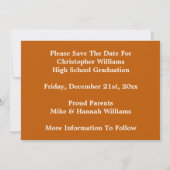 Abschluss Save the Date Gold Grad Cap Orange (Rückseite)