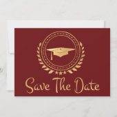 Abschluss Save the Date Gold Grad Cap Red (Vorderseite)