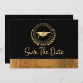 Abschluss Save the Date Gold Grad Cap Wasserfarbe (Vorne/Hinten)