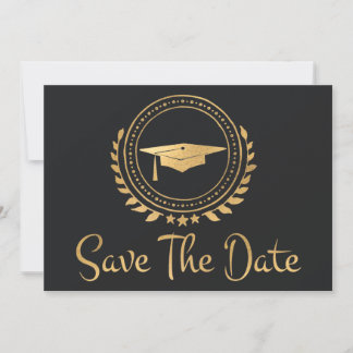 Abschluss Save the Date Gold Grad Gray