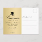 Abschluss Save the Date Gold mit Grad Cap Diploma Ankündigungspostkarte (Rückseite)