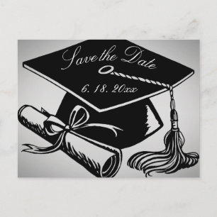 Abschluss Save the Date Grad Cap Diploma Silver Ankündigungspostkarte