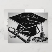 Abschluss Save the Date Grad Cap Diploma Silver Ankündigungspostkarte (Vorne/Hinten)