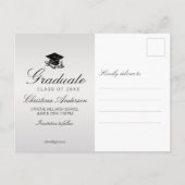 Abschluss Save the Date Grad Cap Diploma Silver Ankündigungspostkarte (Rückseite)