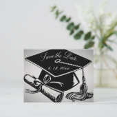 Abschluss Save the Date Grad Cap Diploma Silver Ankündigungspostkarte (Stehend Vorderseite)